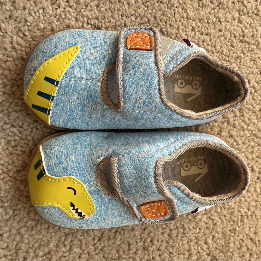 Kids Blue Dinosaur Shoes See Kai Run